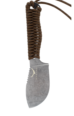 Kestrel Skeleton Skinner 2.0, 36g ultralight skinning knife, reflective brown paracord wrap